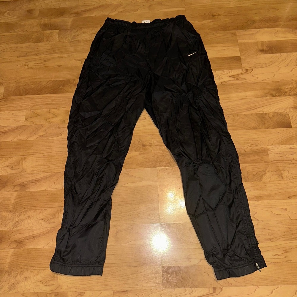Vintage Nike Track‎ Pants Black Zip Ankle Athletic Warm Up Pants Size Youth M